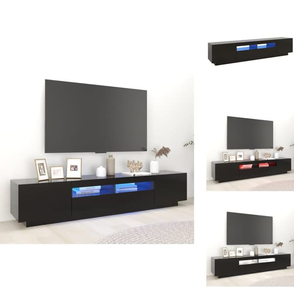 TV-bänkar - Living TV-bänk med LED-belysning svart 200x35x40 cm