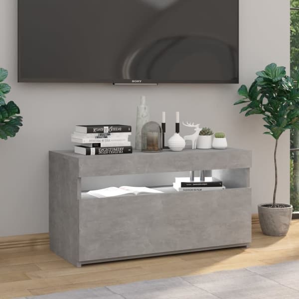 TV-bänkar - Living Tv-bänk med LED-belysning betonggrå 75x35x40 cm