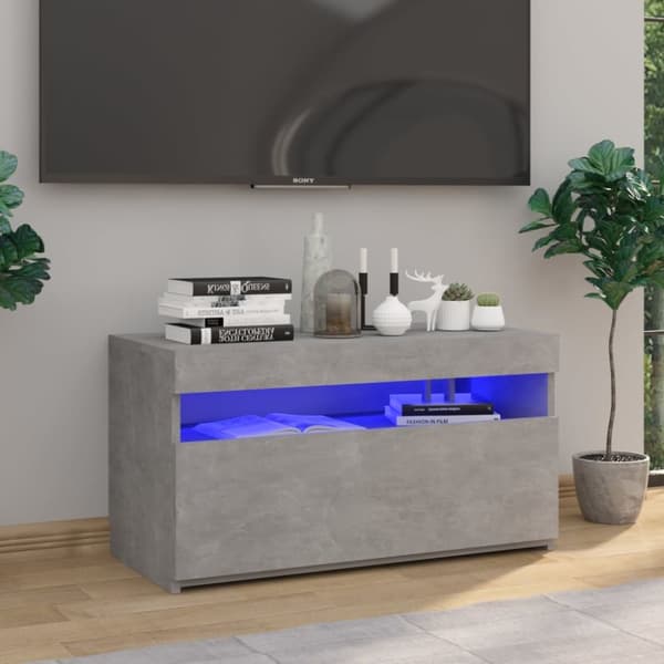 TV-bänkar - Living Tv-bänk med LED-belysning betonggrå 75x35x40 cm
