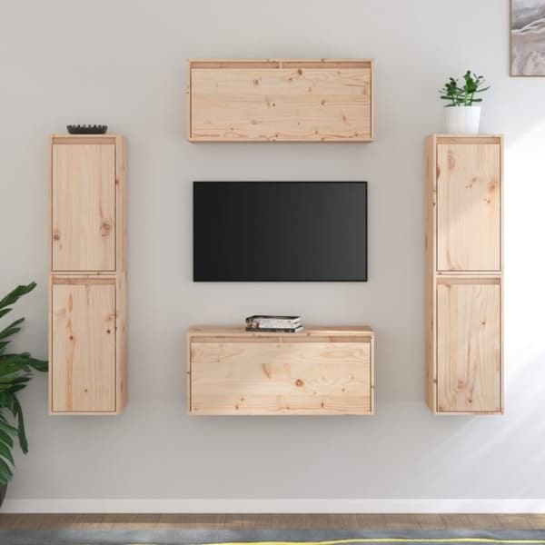 TV-møbler - Living tv-skabe 6 dele massivt fyrretræ