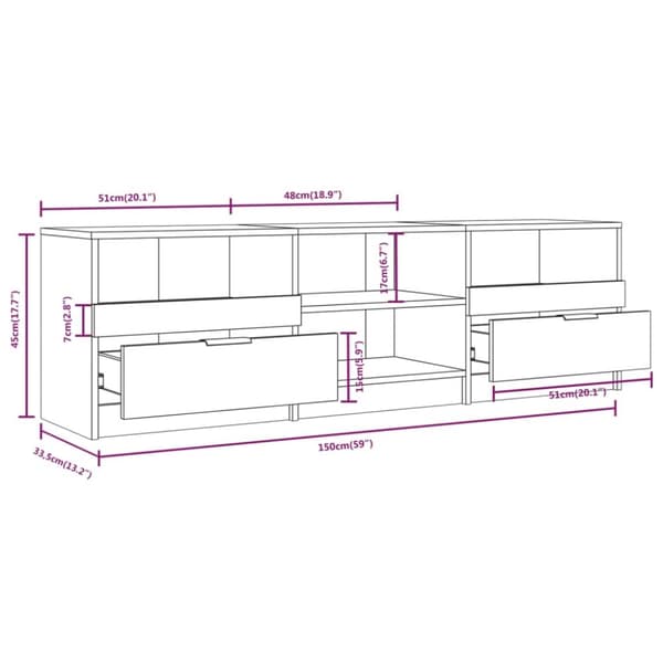 TV-møbler - Living tv-skab 150x33,5x45 cm konstrueret træ hvid