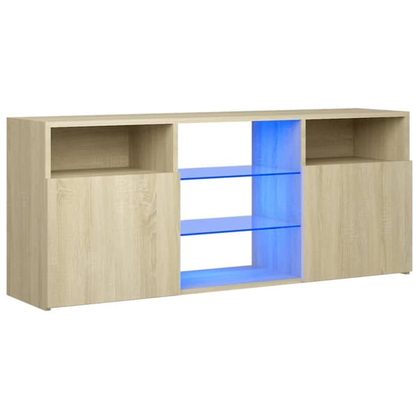 TV-bänkar - Living TV-bänk med LED-belysning sonoma-ek 120x30x50 cm