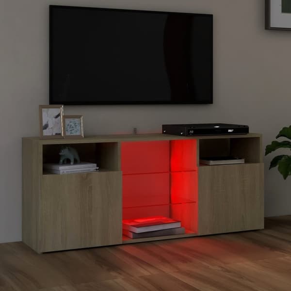 TV-bänkar - Living TV-bänk med LED-belysning sonoma-ek 120x30x50 cm