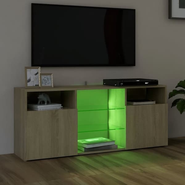 TV-bänkar - Living TV-bänk med LED-belysning sonoma-ek 120x30x50 cm