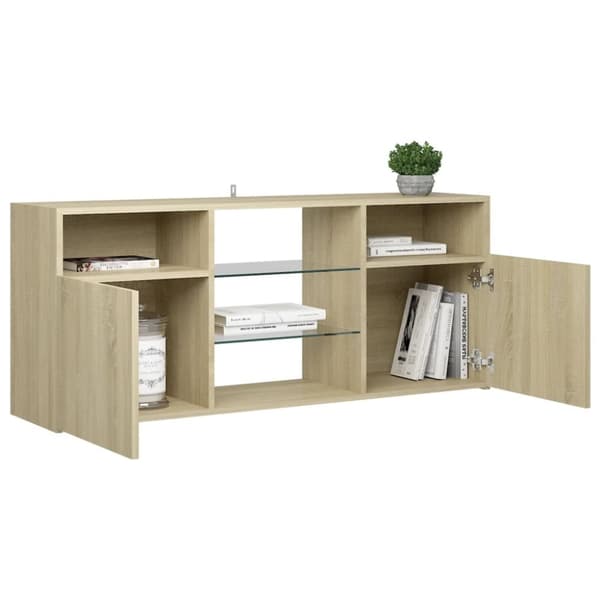 TV-bänkar - Living TV-bänk med LED-belysning sonoma-ek 120x30x50 cm