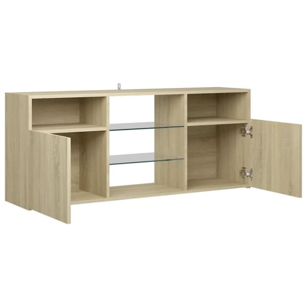 TV-bänkar - Living TV-bänk med LED-belysning sonoma-ek 120x30x50 cm