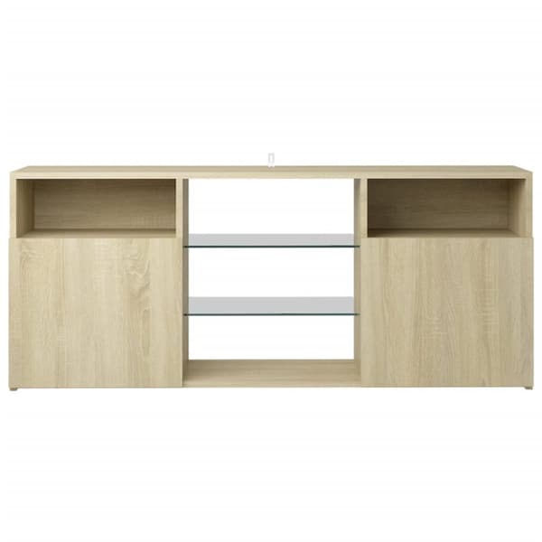 TV-bänkar - Living TV-bänk med LED-belysning sonoma-ek 120x30x50 cm