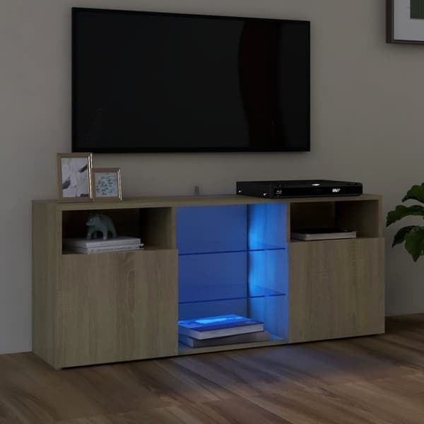 TV-bänkar - Living TV-bänk med LED-belysning sonoma-ek 120x30x50 cm