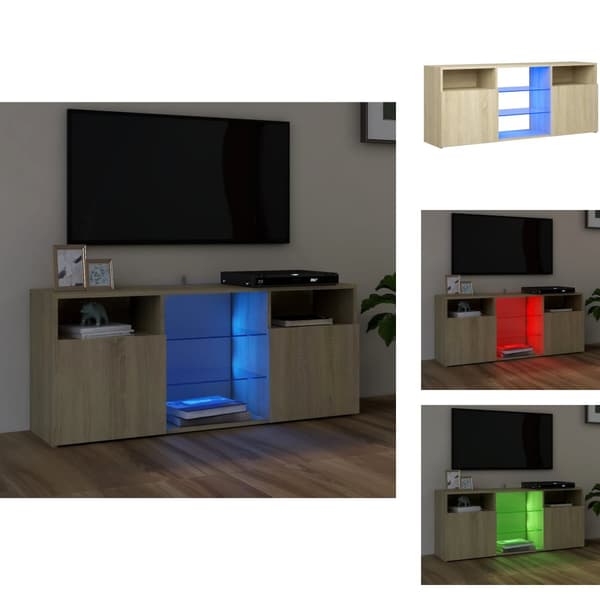 TV-bänkar - Living TV-bänk med LED-belysning sonoma-ek 120x30x50 cm