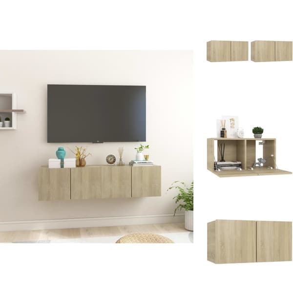 TV-møbler - Living væghængte tv-skabe 2 stk. 60x30x30 cm sonoma-eg