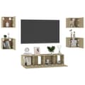 Miniatyrbild 4 av 11: TV-bänkar - Living TV-skåp 6 delar sonoma-ek konstruerat trä