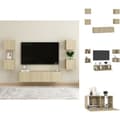 Miniatyrbild 1 av 11: TV-bänkar - Living TV-skåp 6 delar sonoma-ek konstruerat trä