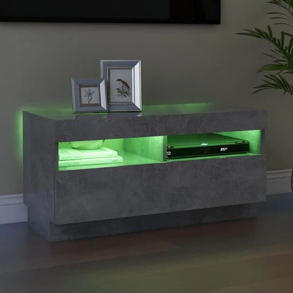 TV-bänkar - Living TV-bänk med LED-belysning betonggrå 80x35x40 cm