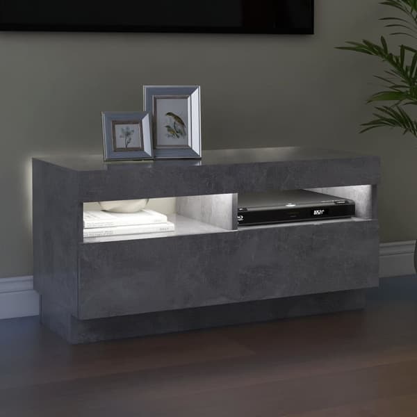 TV-bänkar - Living TV-bänk med LED-belysning betonggrå 80x35x40 cm