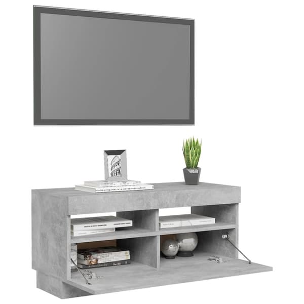 TV-bänkar - Living TV-bänk med LED-belysning betonggrå 80x35x40 cm