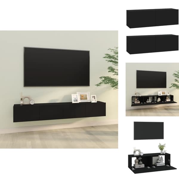 TV-møbler - Living væghængte tv-skabe 2 stk. 100x30x30 cm konstrueret træ sort