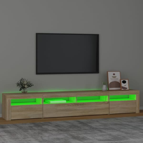 TV-møbler - Living tv-skab med LED-lys 240x35x40 cm sonoma-eg