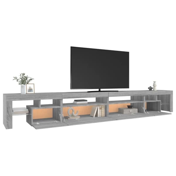 TV-bänkar - Living Tv-bänk med LED-belysning grå sonoma 290x36,5x40 cm