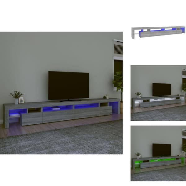 TV-bänkar - Living Tv-bänk med LED-belysning grå sonoma 290x36,5x40 cm