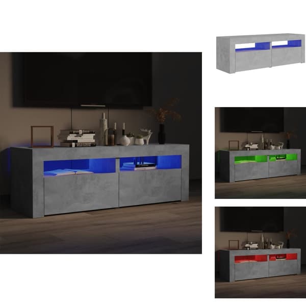 TV-bänkar - Living TV-bänk med LED-belysning betonggrå 120x35x40 cm