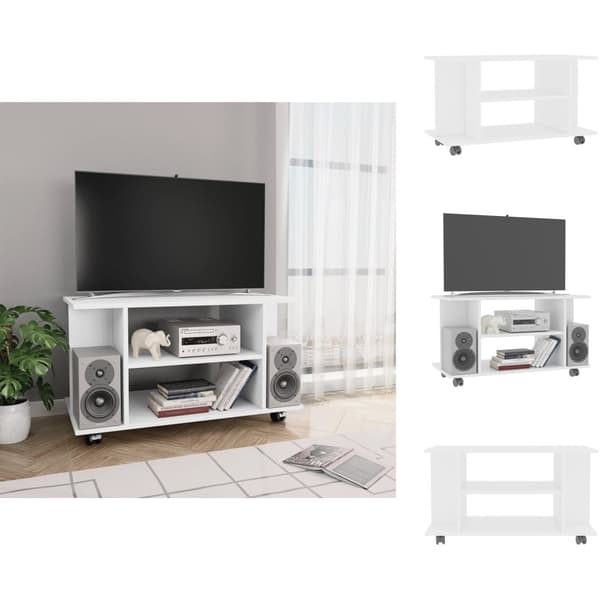 TV-møbler - Living tv-skab med hjul 80x40x45 cm konstrueret træ hvid