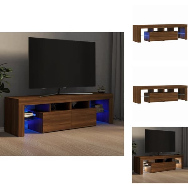 TV-møbler - Living tv-bord med LED-lys 140x36,5x40 cm brun egetræsfarve