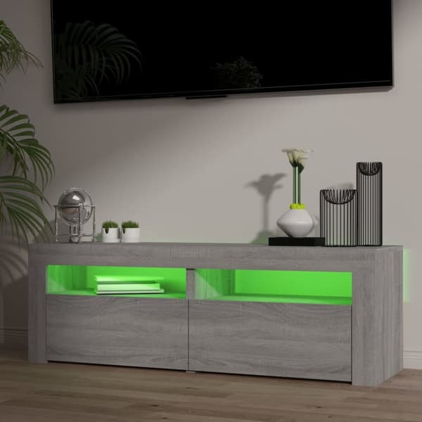 TV-bänkar - Living TV-bänk med LED-belysning grå sonoma 120x35x40 cm