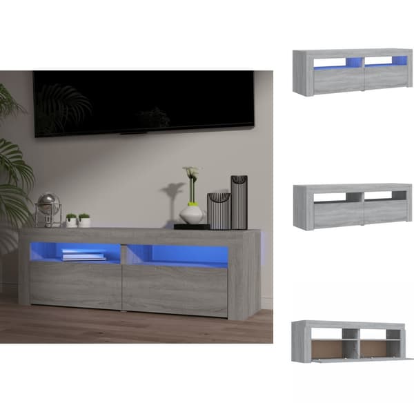 TV-bänkar - Living TV-bänk med LED-belysning grå sonoma 120x35x40 cm