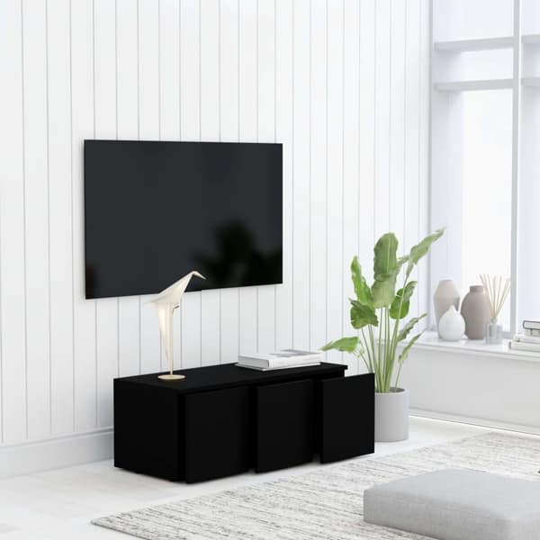 TV-møbler - Living tv-skab 80x34x30 cm spånplade sort