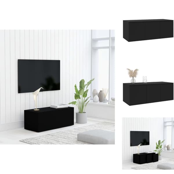 TV-møbler - Living tv-skab 80x34x30 cm spånplade sort