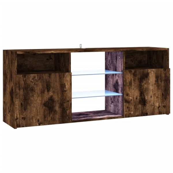 TV-bänkar - Living TV-bänk med LED-belysning rökfärgad ek 120x30x50 cm