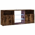 Miniatyrbild 3 av 11: TV-bänkar - Living TV-bänk med LED-belysning rökfärgad ek 120x30x50 cm