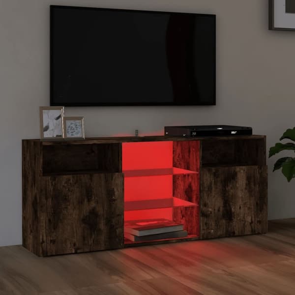 TV-bänkar - Living TV-bänk med LED-belysning rökfärgad ek 120x30x50 cm