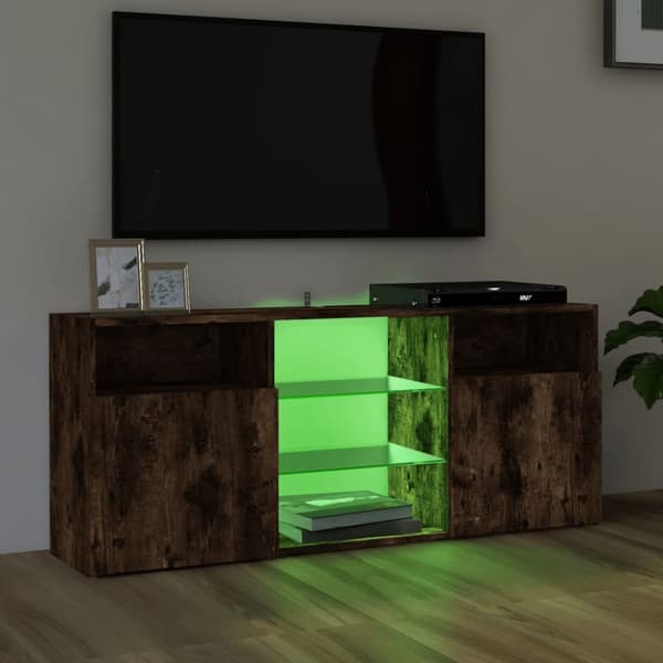 TV-bänkar - Living TV-bänk med LED-belysning rökfärgad ek 120x30x50 cm
