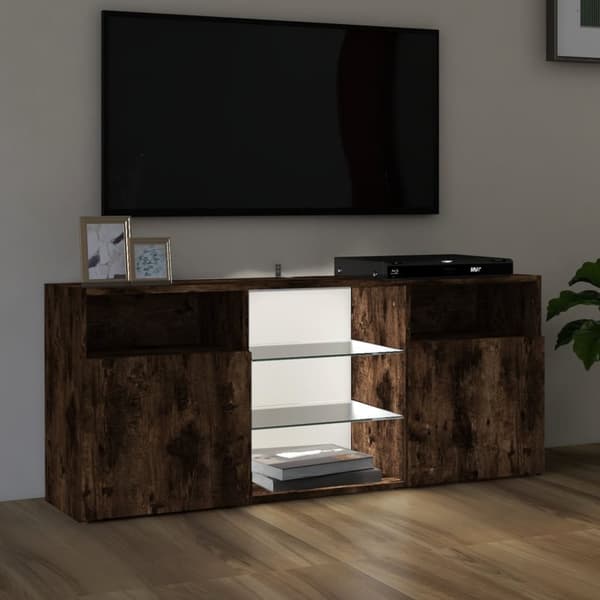 TV-bänkar - Living TV-bänk med LED-belysning rökfärgad ek 120x30x50 cm