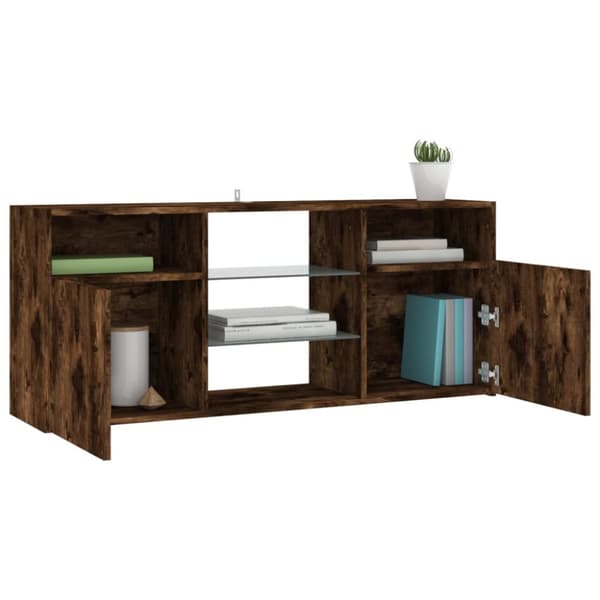 TV-bänkar - Living TV-bänk med LED-belysning rökfärgad ek 120x30x50 cm