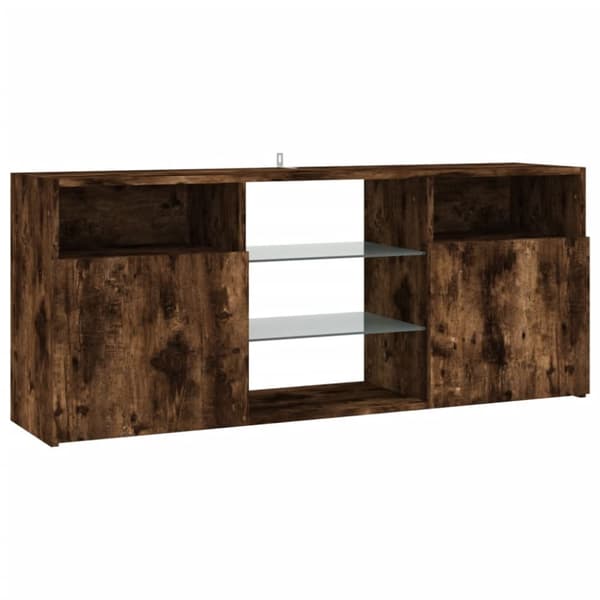 TV-bänkar - Living TV-bänk med LED-belysning rökfärgad ek 120x30x50 cm