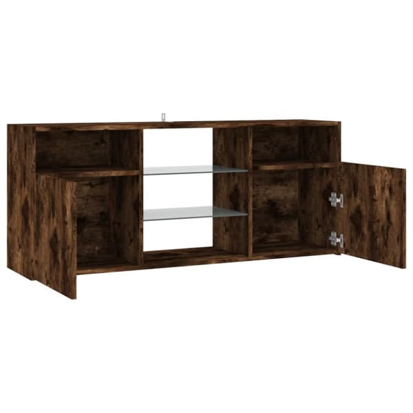 TV-bänkar - Living TV-bänk med LED-belysning rökfärgad ek 120x30x50 cm