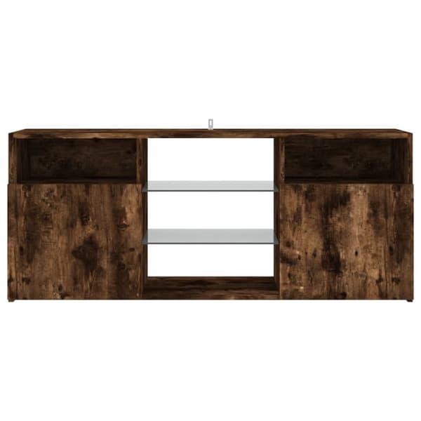 TV-bänkar - Living TV-bänk med LED-belysning rökfärgad ek 120x30x50 cm