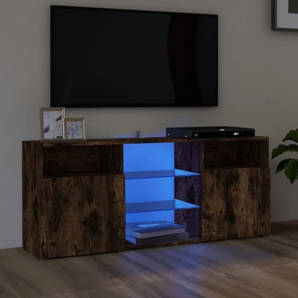 TV-bänkar - Living TV-bänk med LED-belysning rökfärgad ek 120x30x50 cm