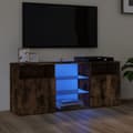 Miniatyrbild 2 av 11: TV-bänkar - Living TV-bänk med LED-belysning rökfärgad ek 120x30x50 cm