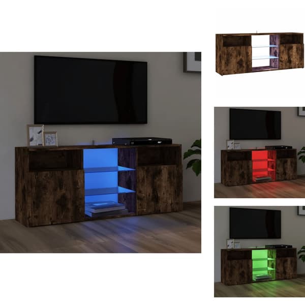 TV-bänkar - Living TV-bänk med LED-belysning rökfärgad ek 120x30x50 cm
