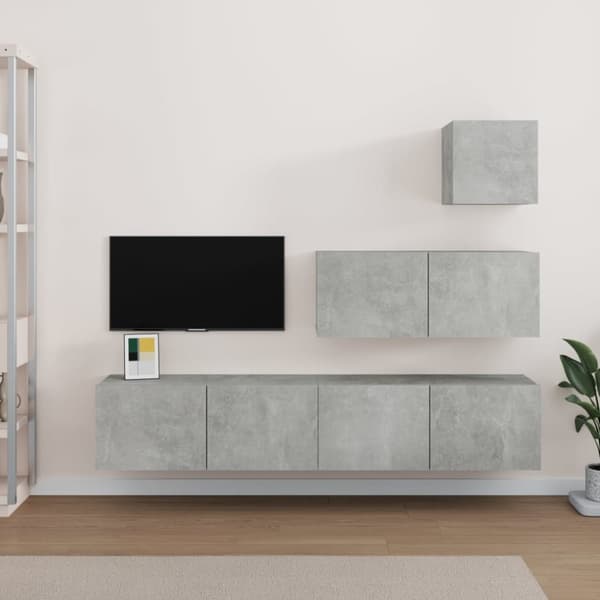 TV-bänkar - Living Tv-skåp 4 delar betonggrå konstruerat trä
