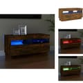 Miniatyrbild 1 av 11: TV-bänkar - Living Tv-bänk med LED-belysning rökfärgad ek 80x35x40 cm