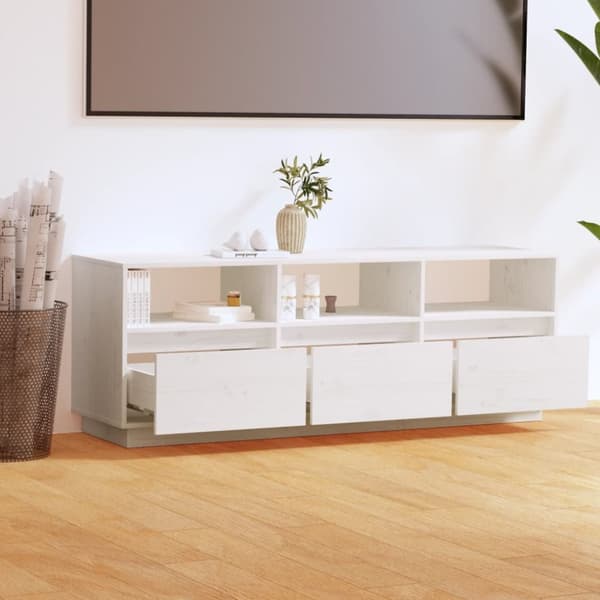 TV-bänkar - Living Tv-bänk vit 140x37x50 cm massiv furu