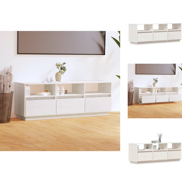 TV-bänkar - Living Tv-bänk vit 140x37x50 cm massiv furu