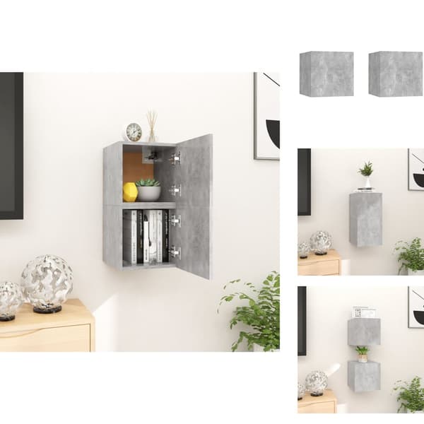 TV-møbler - Living væghængte tv-skabe 2 stk. 30,5x30x30 cm betongrå