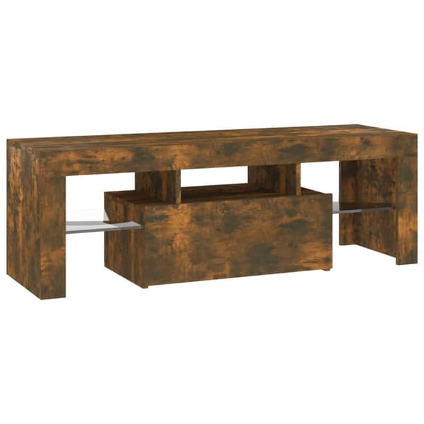 TV-møbler - Living tv-bord med LED-lys 120x35x40 cm røget eg