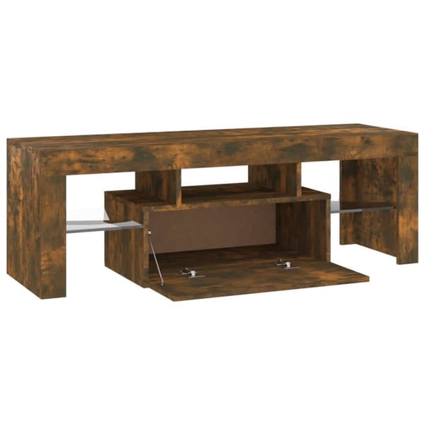 TV-møbler - Living tv-bord med LED-lys 120x35x40 cm røget eg