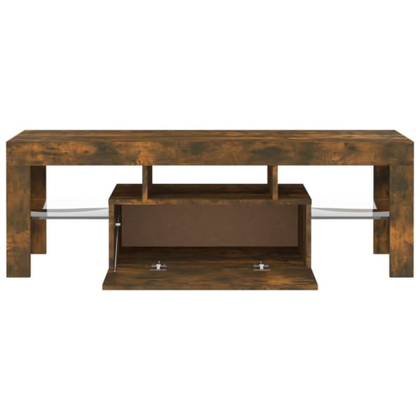 TV-møbler - Living tv-bord med LED-lys 120x35x40 cm røget eg
